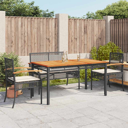 Set da Pranzo da Giardino 5 pz Nero con Cuscini in Polyrattan | homemem39