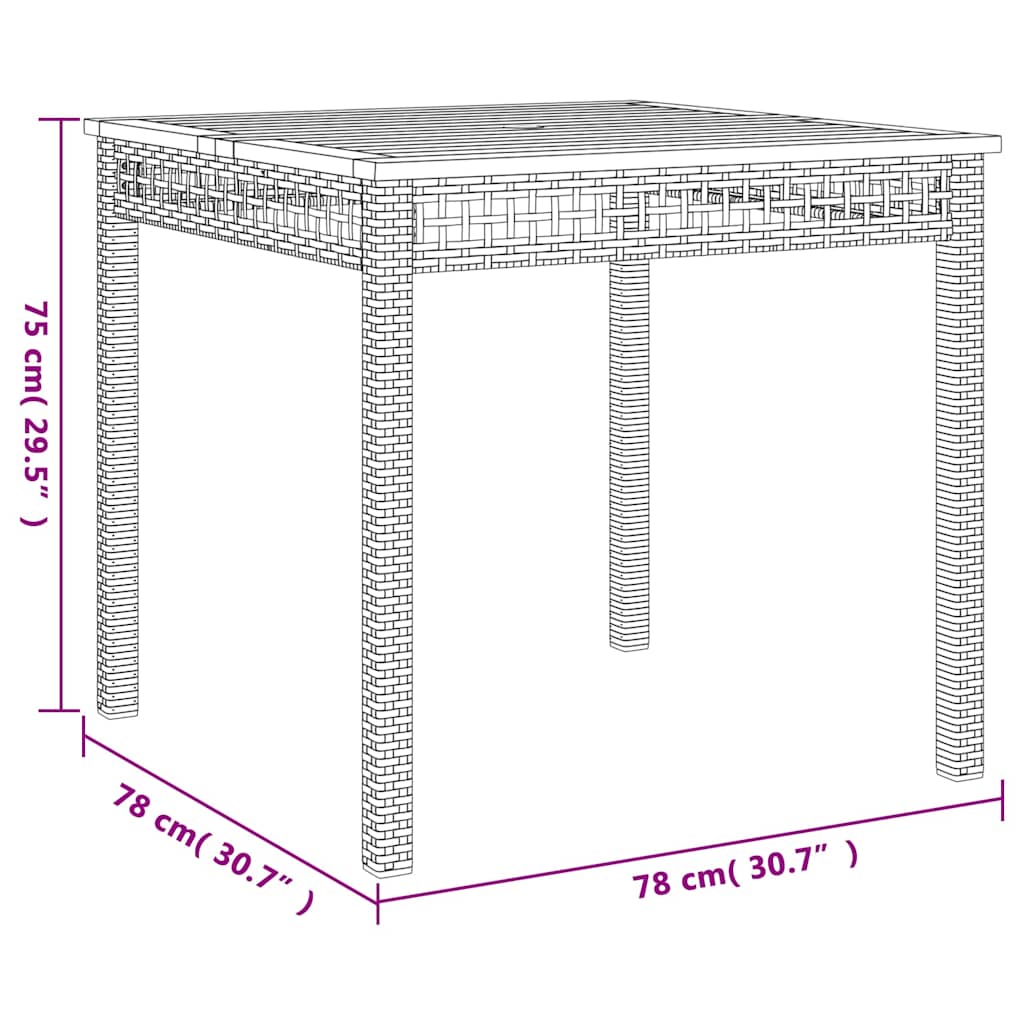 Set da Pranzo da Giardino 5 pz con Cuscini in Polyrattan Grigio