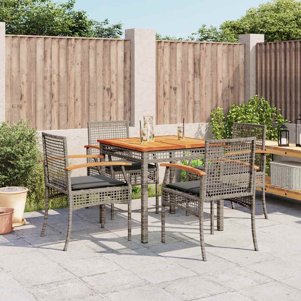 Set da Pranzo da Giardino 5 pz con Cuscini in Polyrattan Grigio | homemem39