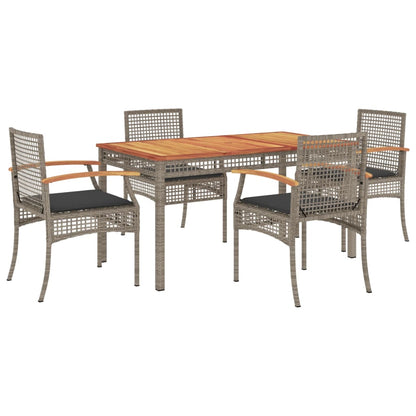 Set da Pranzo da Giardino 5 pz con Cuscini in Polyrattan Grigio | homemem39