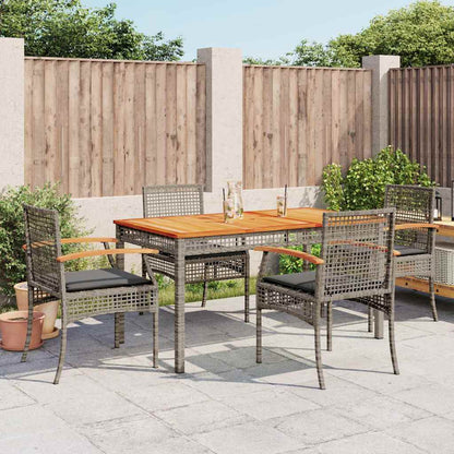 Set da Pranzo da Giardino 5 pz con Cuscini in Polyrattan Grigio | homemem39