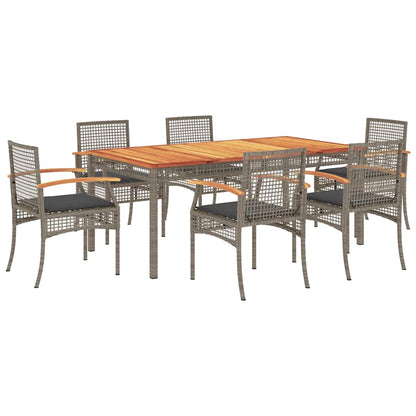 Set da Pranzo da Giardino 7 pz con Cuscini in Polyrattan Grigio | homemem39