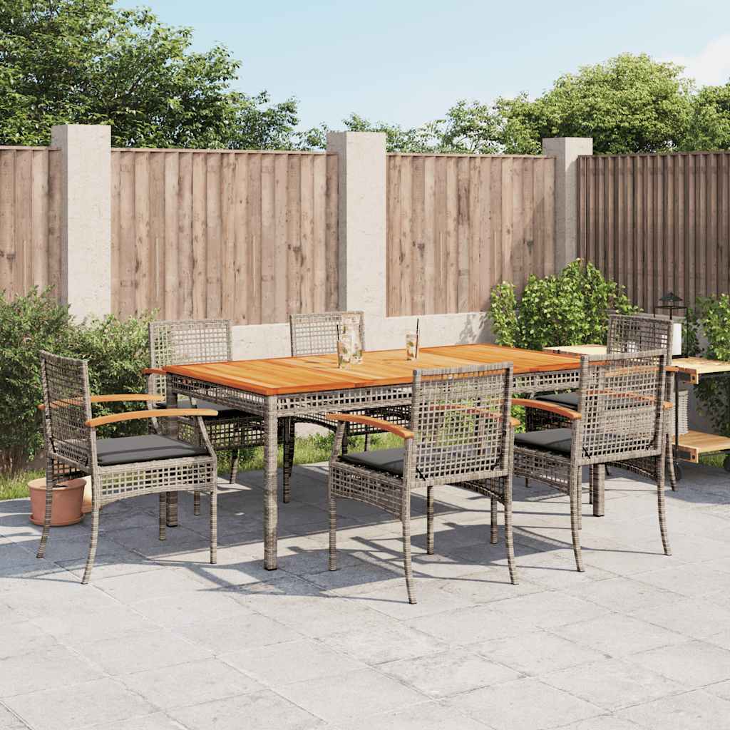 Set da Pranzo da Giardino 7 pz con Cuscini in Polyrattan Grigio | homemem39