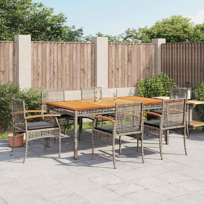 Set da Pranzo da Giardino 7 pz con Cuscini in Polyrattan Grigio | homemem39