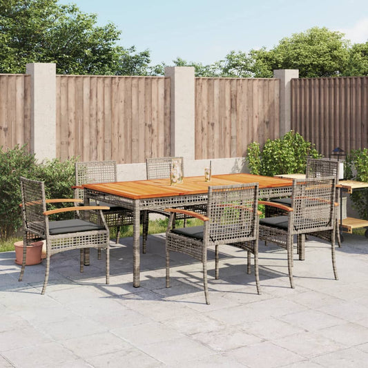 Set da Pranzo da Giardino 7 pz con Cuscini in Polyrattan Grigio - homemem39