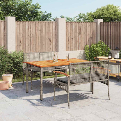 Set da Pranzo da Giardino 3 pz con Cuscini in Polyrattan Grigio | homemem39