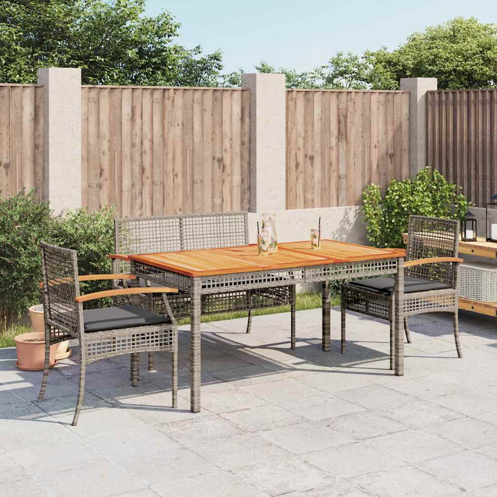 Set da Pranzo da Giardino 4 pz con Cuscini in Polyrattan Grigio | homemem39