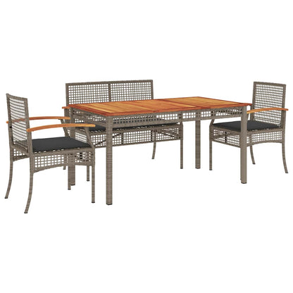 Set da Pranzo da Giardino 5 pz con Cuscini in Polyrattan Grigio | homemem39