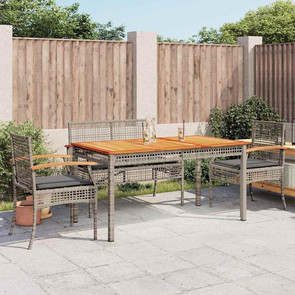 Set da Pranzo da Giardino 5 pz con Cuscini in Polyrattan Grigio | homemem39