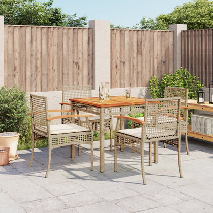 Set da Pranzo da Giardino 5 pz con Cuscini Beige in Polyrattan - homemem39