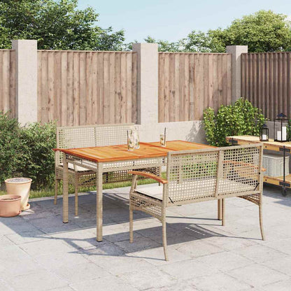 Set da Pranzo da Giardino 3 pz con Cuscini Beige in Polyrattan | homemem39