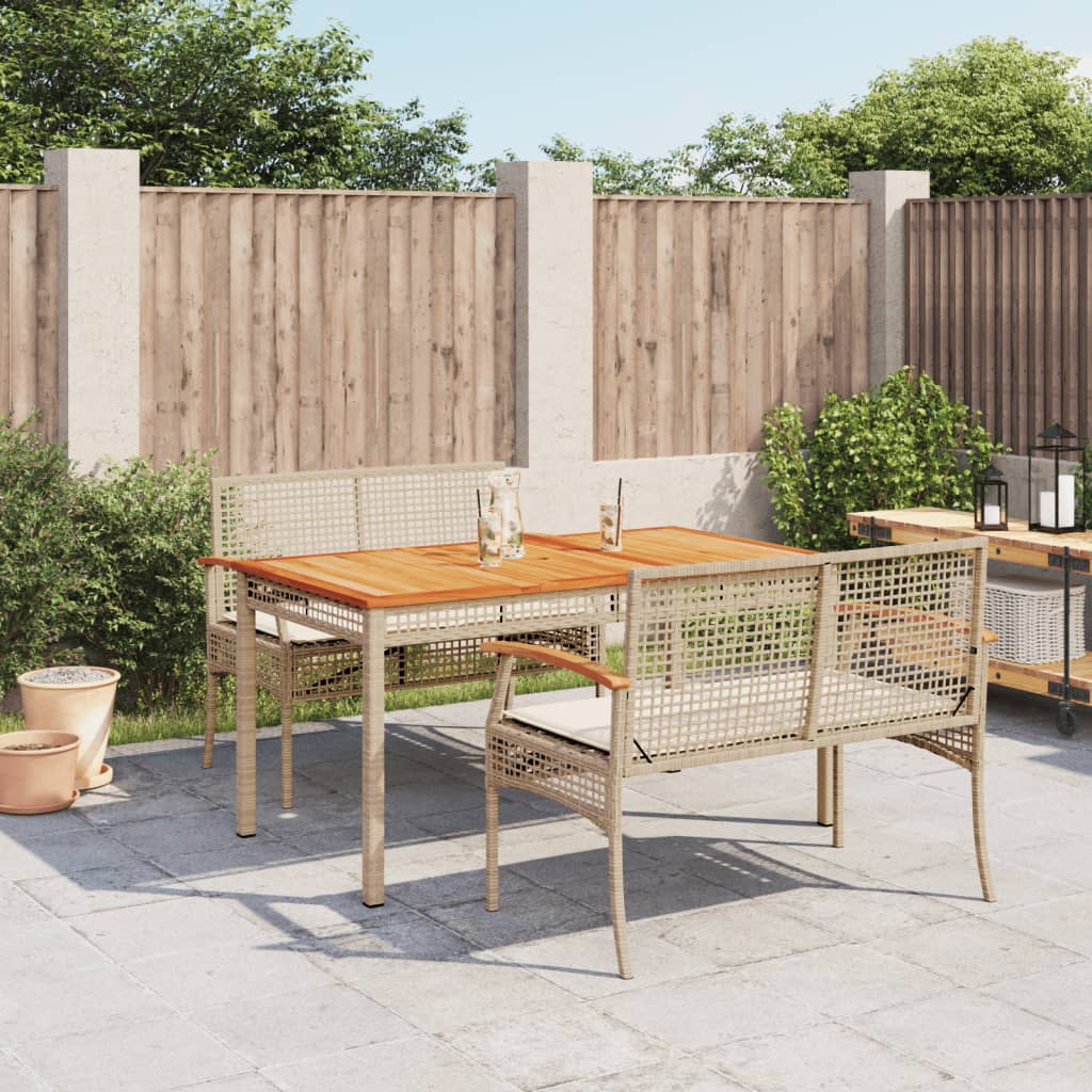Set da Pranzo da Giardino 3 pz con Cuscini Beige in Polyrattan - homemem39