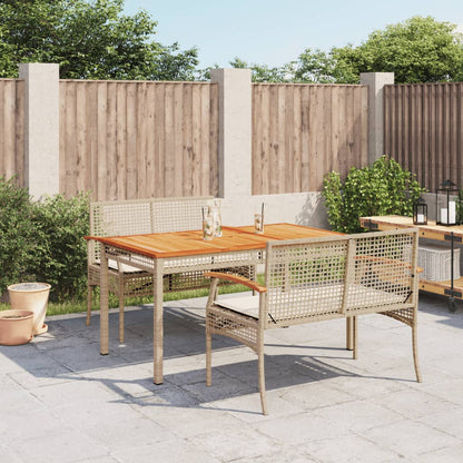 Set da Pranzo da Giardino 3 pz con Cuscini Beige in Polyrattan - homemem39