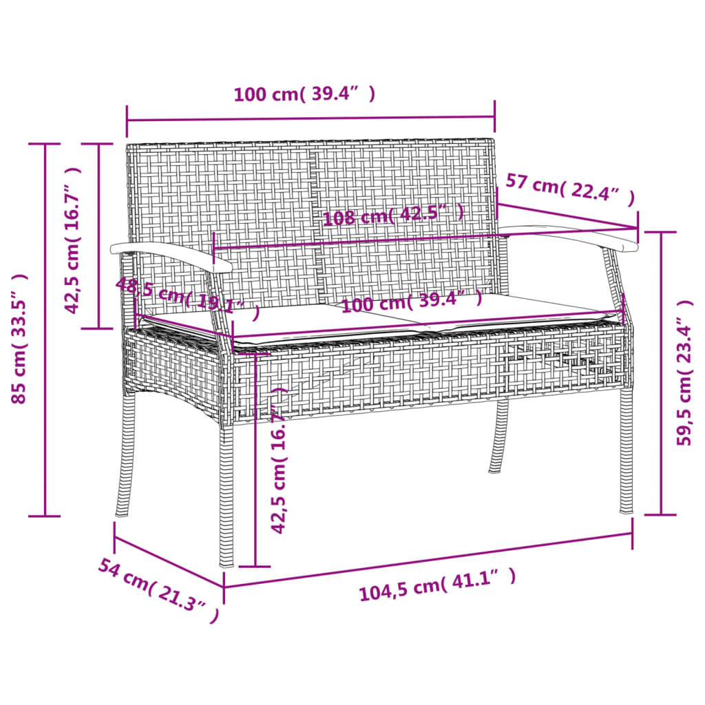 Set da Pranzo da Giardino 4 pz con Cuscini Beige in Polyrattan | homemem39