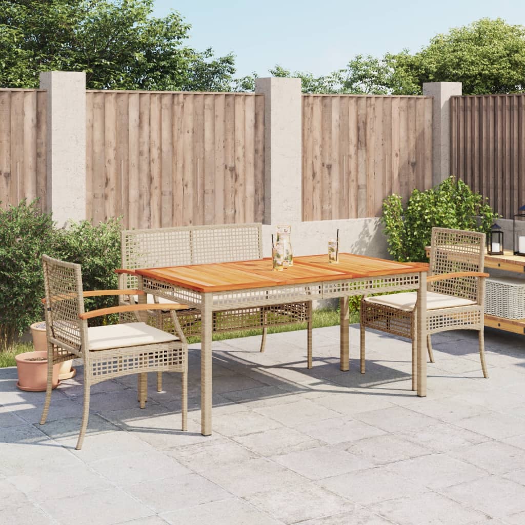 Set da Pranzo da Giardino 4 pz con Cuscini Beige in Polyrattan | homemem39
