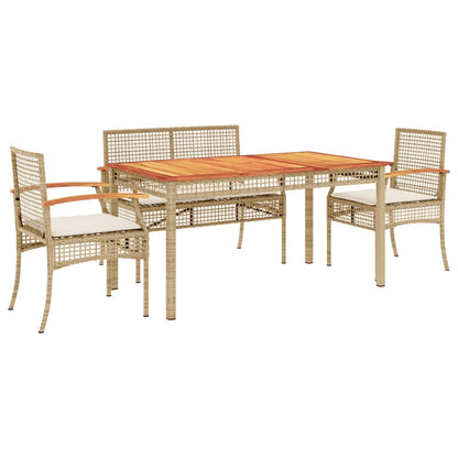 Set da Pranzo da Giardino 5 pz con Cuscini Beige in Polyrattan - homemem39