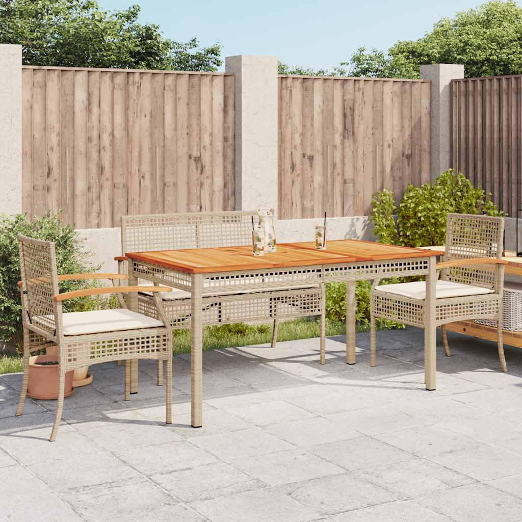 Set da Pranzo da Giardino 5 pz con Cuscini Beige in Polyrattan