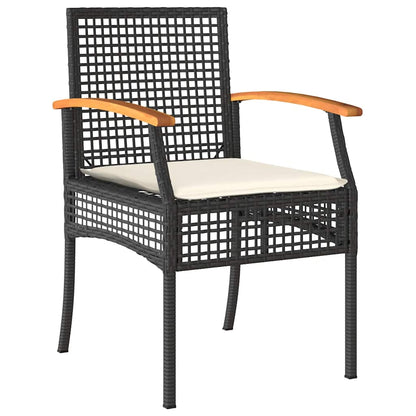 Set da Pranzo da Giardino 5 pz Nero con Cuscini in Polyrattan | homemem39