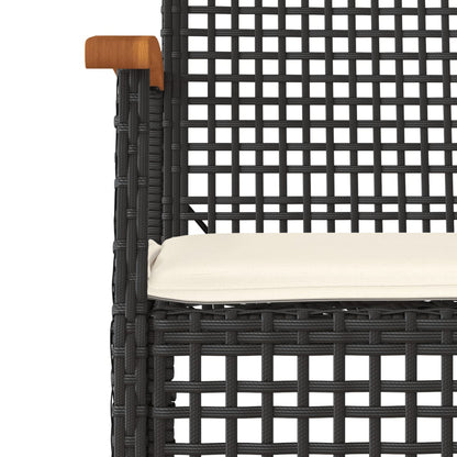 Set da Pranzo da Giardino 5 pz Nero con Cuscini in Polyrattan - homemem39