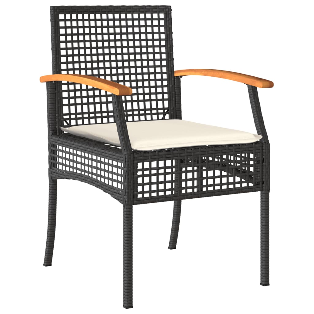 Set da Pranzo da Giardino 9 pz con Cuscini Nero in Polyrattan - homemem39