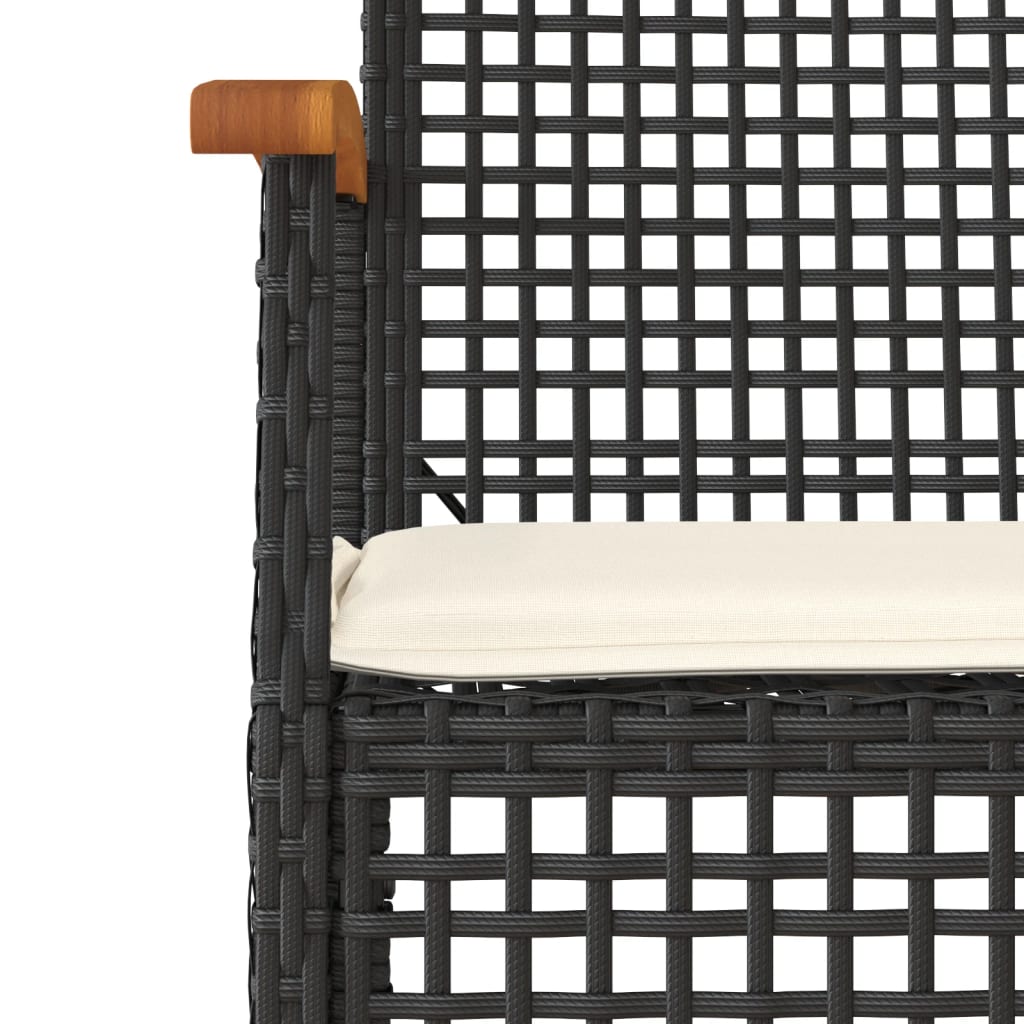 Set da Pranzo da Giardino 9 pz con Cuscini Nero in Polyrattan - homemem39