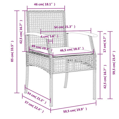 Set da Pranzo da Giardino 5 pz Nero con Cuscini in Polyrattan | homemem39