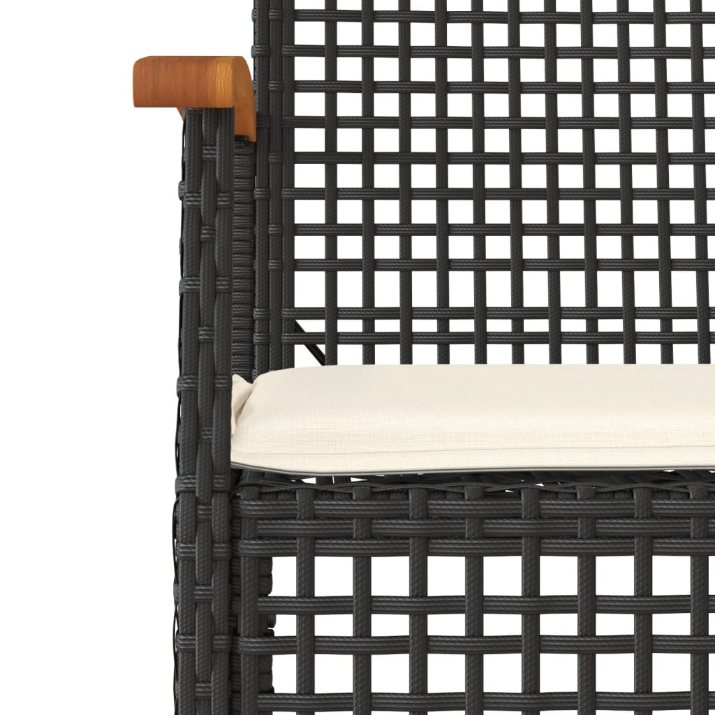 Set da Pranzo da Giardino 5 pz Nero con Cuscini in Polyrattan | homemem39