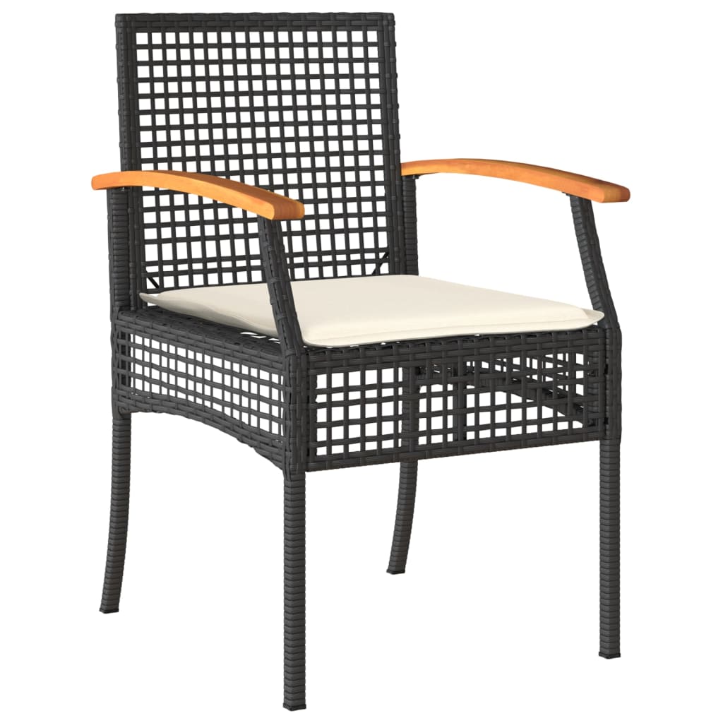 Set da Pranzo da Giardino 7 pz Nero con Cuscini in Polyrattan - homemem39