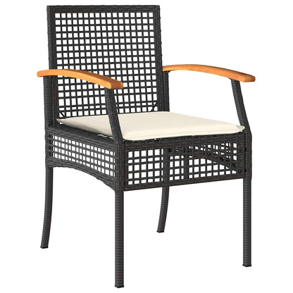Set da Pranzo da Giardino 7 pz Nero con Cuscini in Polyrattan | homemem39