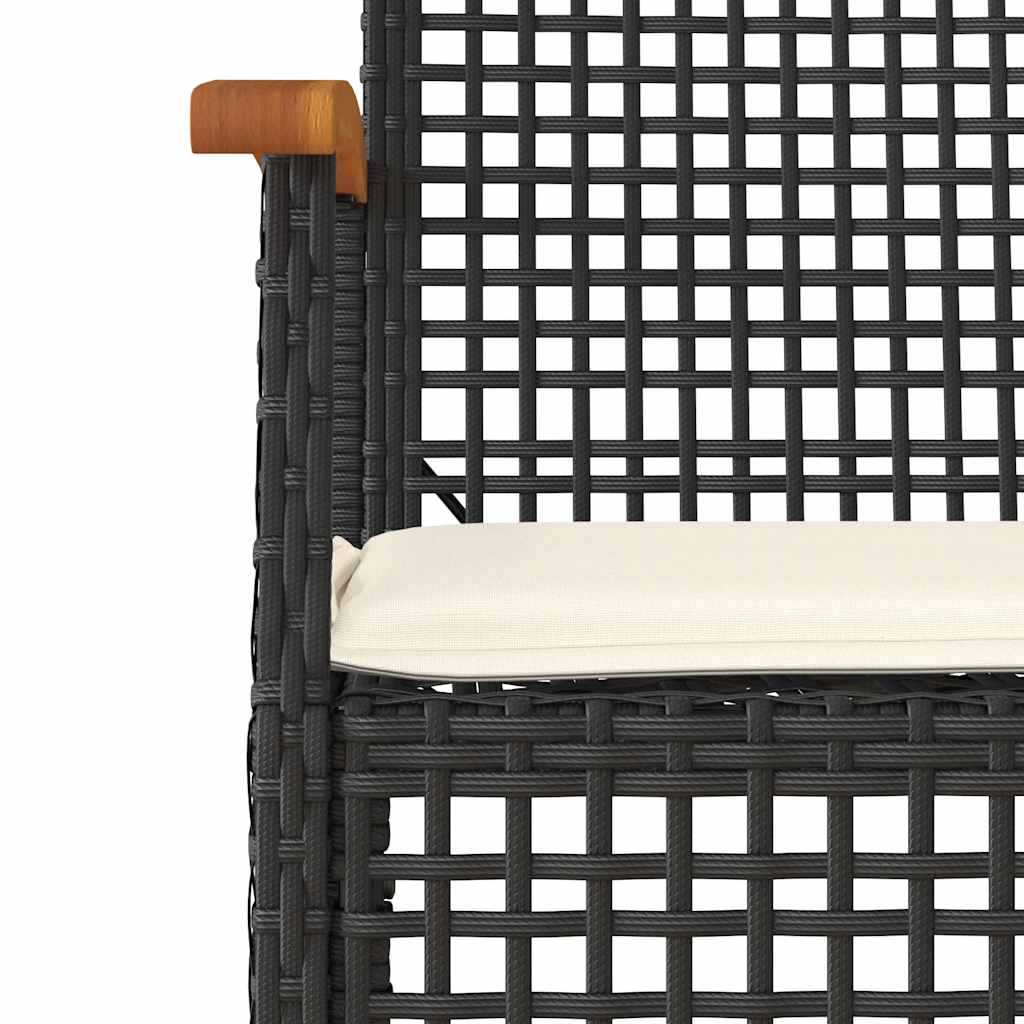 Set da Pranzo da Giardino 7 pz Nero con Cuscini in Polyrattan | homemem39