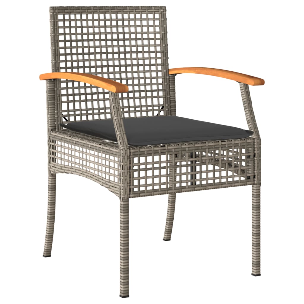 Set da Pranzo da Giardino 3 pz con Cuscini in Polyrattan Grigio - homemem39