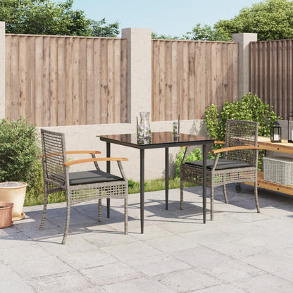 Set da Pranzo da Giardino 3 pz con Cuscini in Polyrattan Grigio | homemem39