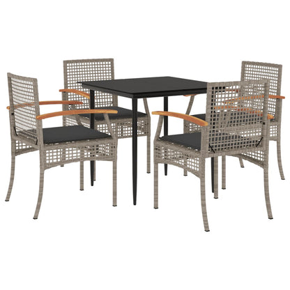 Set da Pranzo da Giardino 5 pz con Cuscini in Polyrattan Grigio - homemem39
