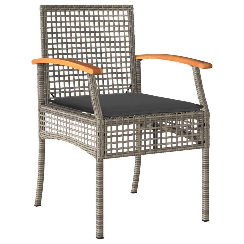 Set da Pranzo da Giardino 5 pz con Cuscini in Polyrattan Grigio | homemem39