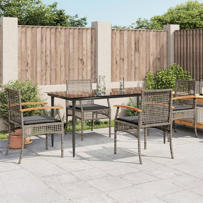 Set da Pranzo da Giardino 5 pz con Cuscini in Polyrattan Grigio - homemem39