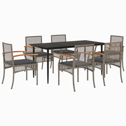 Set da Pranzo da Giardino 7 pz con Cuscini in Polyrattan Grigio | homemem39