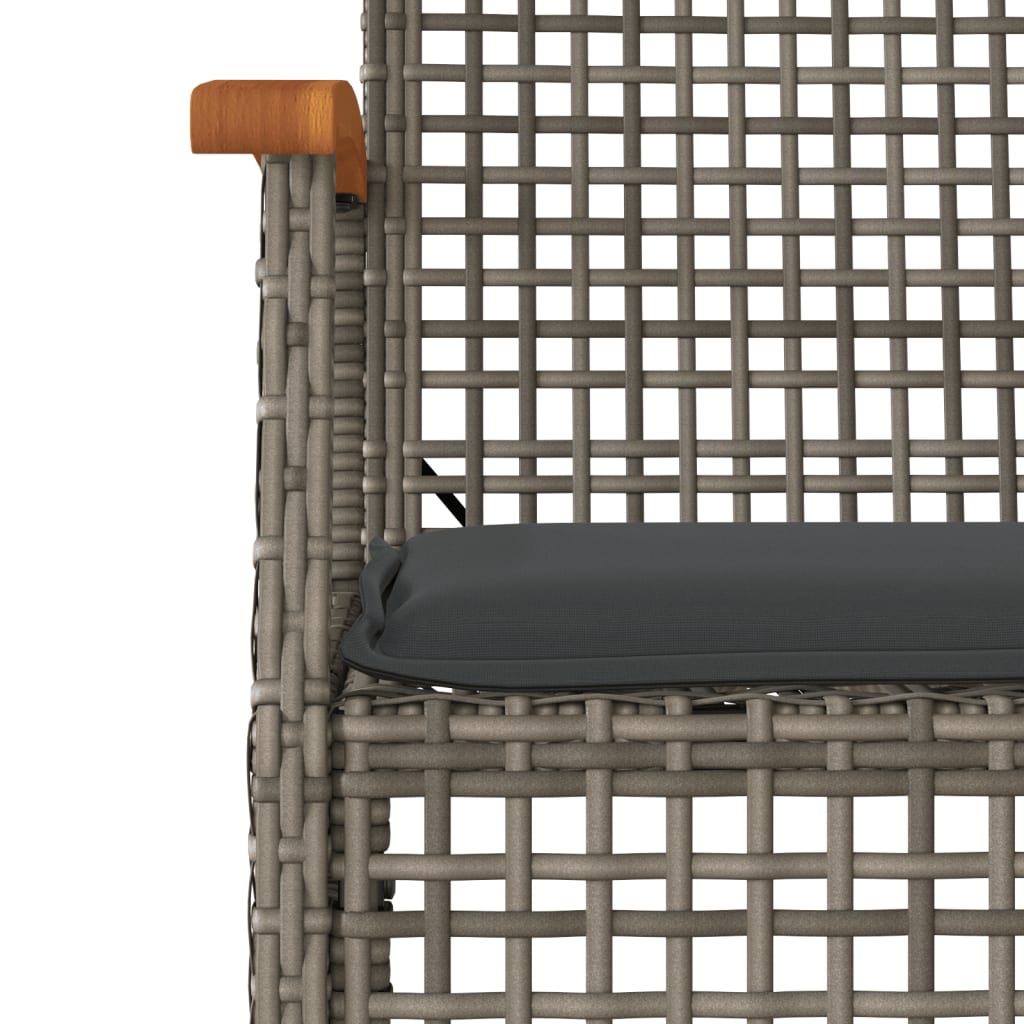 Set da Pranzo da Giardino 7 pz con Cuscini in Polyrattan Grigio - homemem39