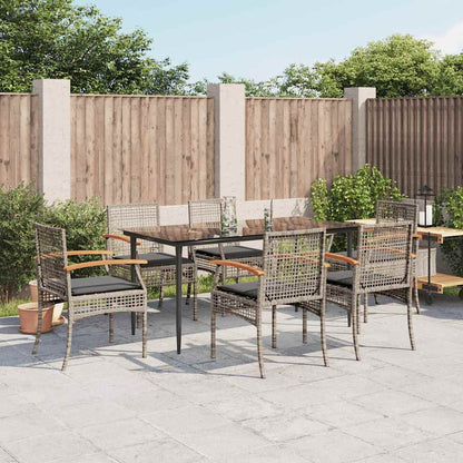 Set da Pranzo da Giardino 7 pz con Cuscini in Polyrattan Grigio | homemem39