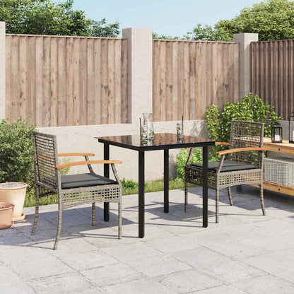 Set da Pranzo da Giardino 3 pz con Cuscini in Polyrattan Grigio | homemem39