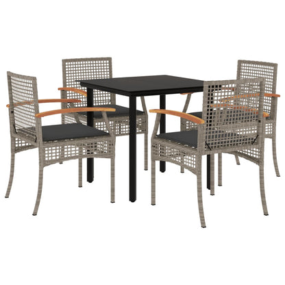 Set da Pranzo da Giardino 5 pz con Cuscini in Polyrattan Grigio - homemem39