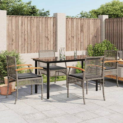 Set da Pranzo da Giardino 5 pz con Cuscini in Polyrattan Grigio | homemem39