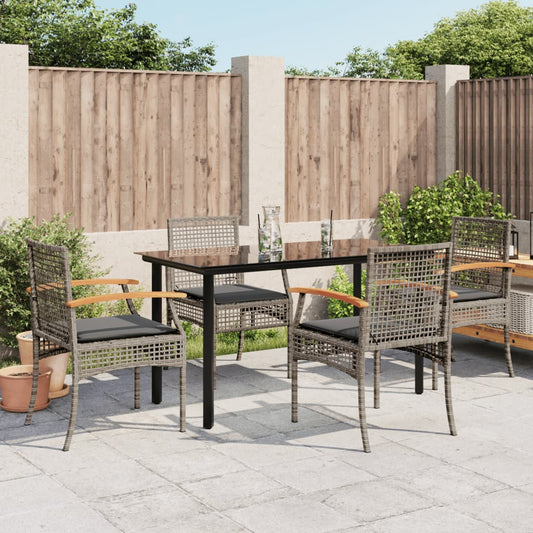 Set da Pranzo da Giardino 5 pz con Cuscini in Polyrattan Grigio - homemem39