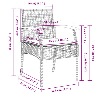 Set da Pranzo da Giardino 5 pz con Cuscini in Polyrattan Grigio | homemem39