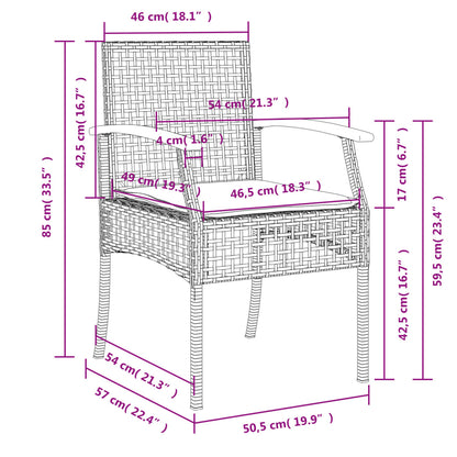 Set da Pranzo da Giardino 7 pz con Cuscini in Polyrattan Grigio | homemem39
