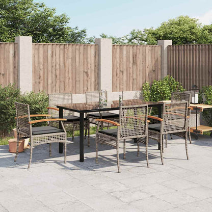 Set da Pranzo da Giardino 7 pz con Cuscini in Polyrattan Grigio | homemem39