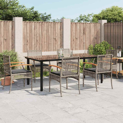 Set da Pranzo da Giardino 7 pz con Cuscini in Polyrattan Grigio | homemem39