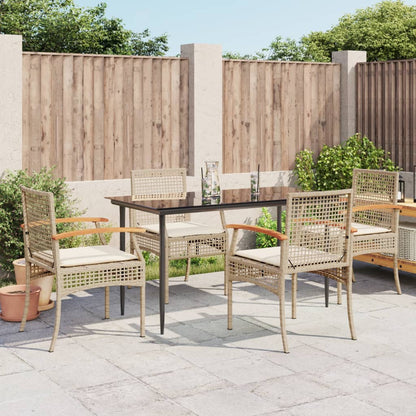 Set da Pranzo da Giardino 5 pz con Cuscini Beige in Polyrattan - homemem39