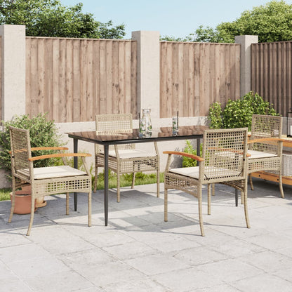 Set da Pranzo da Giardino 5 pz con Cuscini Beige in Polyrattan - homemem39