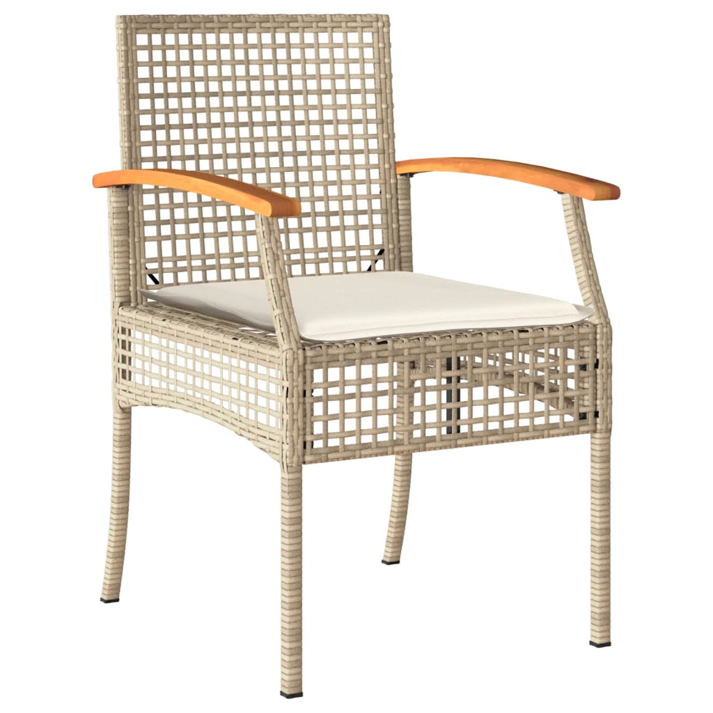 Set da Pranzo da Giardino 7 pz con Cuscini Beige in Polyrattan - homemem39