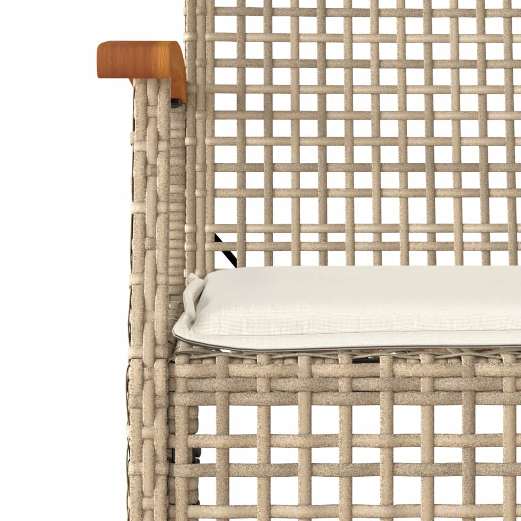 Set da Pranzo da Giardino 7 pz con Cuscini Beige in Polyrattan - homemem39